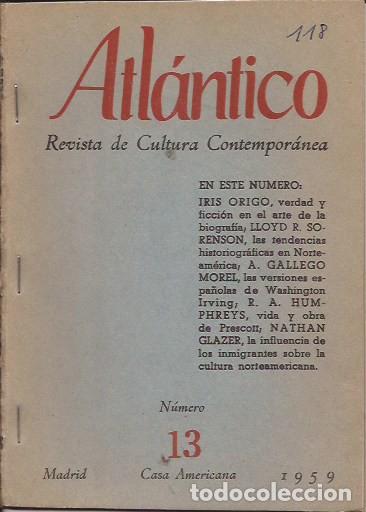 Collection Magazines and Newspapers: REVISTA ATLANTICO N&ordm; 13 REVISTA DE CULTURA CONTEMPOR&Aacute;NEA 1959
