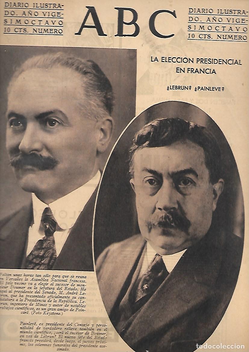 Coleccionismo de Revistas y Peri&oacute;dicos: PERIODICO ABC MADRID-SEVILLA 11 DE MAYO DE 1932 N&ordm;9141 ELECCION PRESIDENCIAL EN FRANCIA.A-ABC-0420