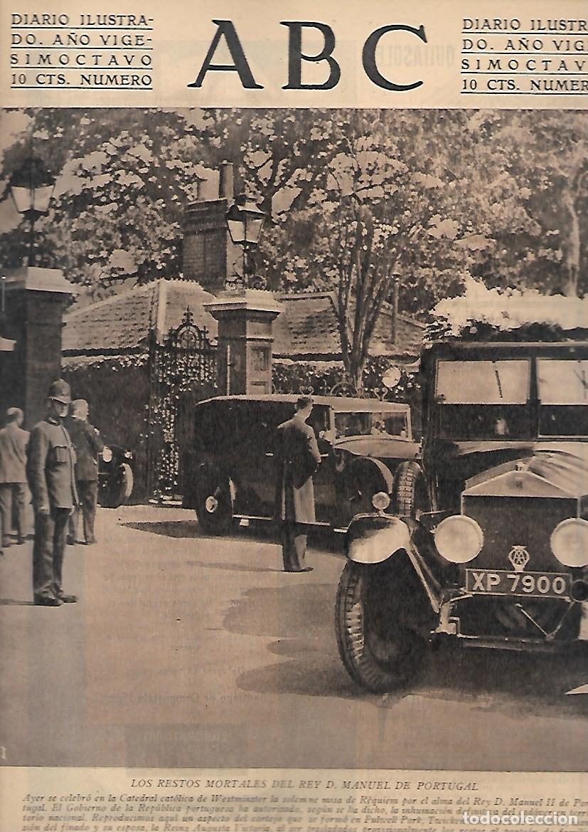 Coleccionismo de Revistas y Peri&oacute;dicos: PERIODICO ABC MADRID-SEVILLA 16 DE JULIO DE 1932 N&ordm;9197 RESTOS DEL REY MANUEL DE PORTUGAL.A-ABC-0428