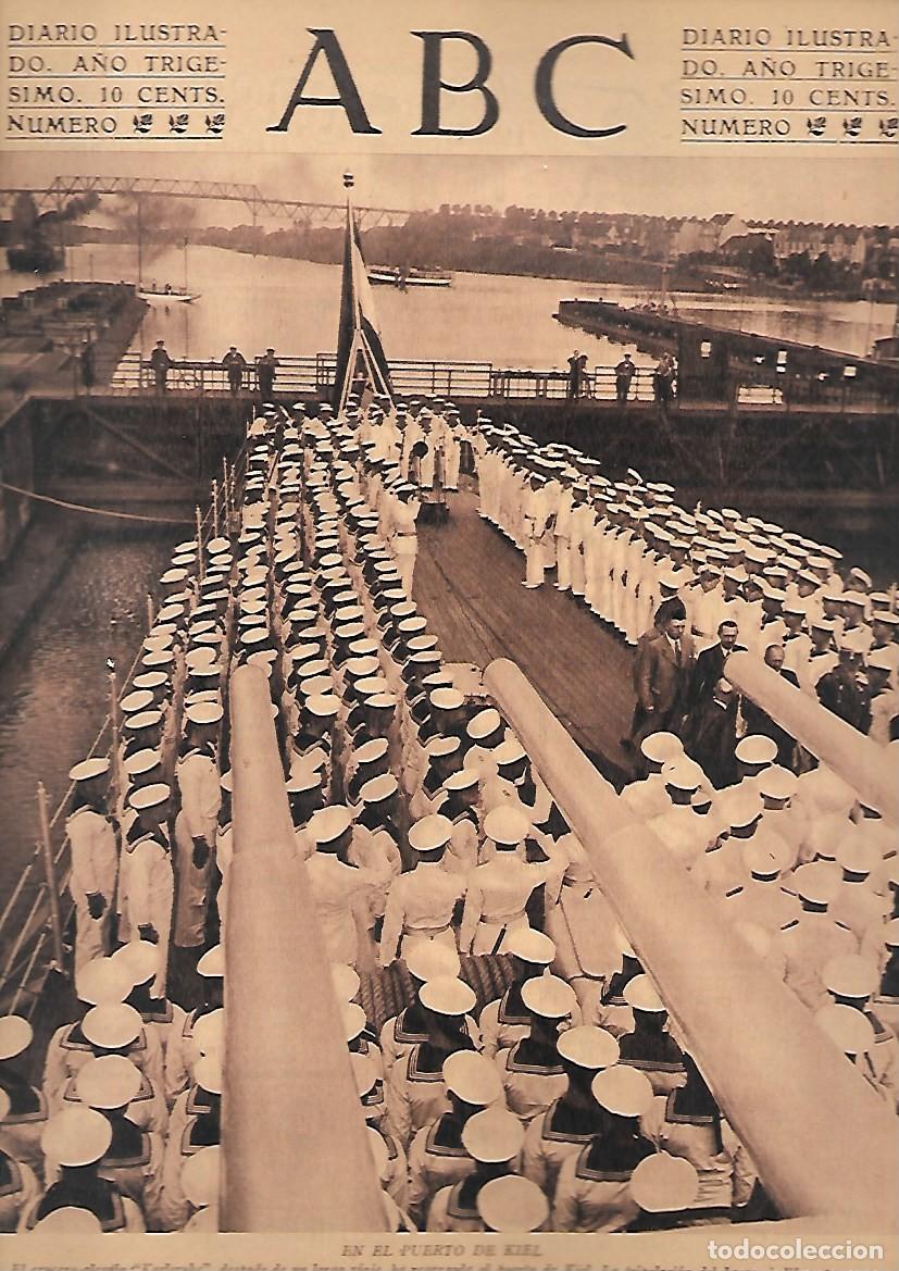 Coleccionismo de Revistas y Peri&oacute;dicos: PERIODICO ABC MADRID-SEVILLA 7 DE JULIO DE 1934 N&ordm;9709 EN EL PUERTO DE KIEL.A-ABC-0438