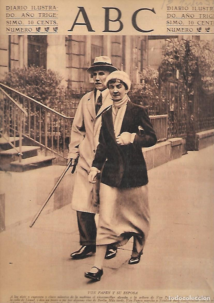 Coleccionismo de Revistas y Peri&oacute;dicos: PERIODICO ABC MADRID-SEVILLA 12 DE JULIO DE 1934 N&ordm;9713 VON PAPEN Y SU ESPOSA.A-ABC-0440