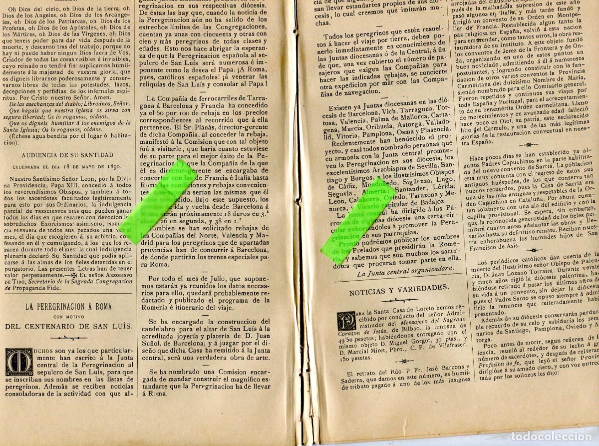 Coleccionismo de Revistas y Peri&oacute;dicos: REVISTA A&Ntilde;O 1891 JOYERO JUAN SU&Ntilde;OL CAPUCHINOS DE SARRIA MARISTAS DE MATARO ARTUCIES BARBASTRO PUEYO