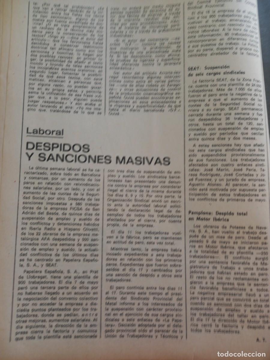 Coleccionismo de revistas y peri&oacute;dicos: DESPIDOS Y SANCIONES EN SEAT, MOTOR IBERICA, PAPELERA ESPA&Ntilde;OLA. EXTRA&Iacute;DO DE REVISTA MUNDO 1973
