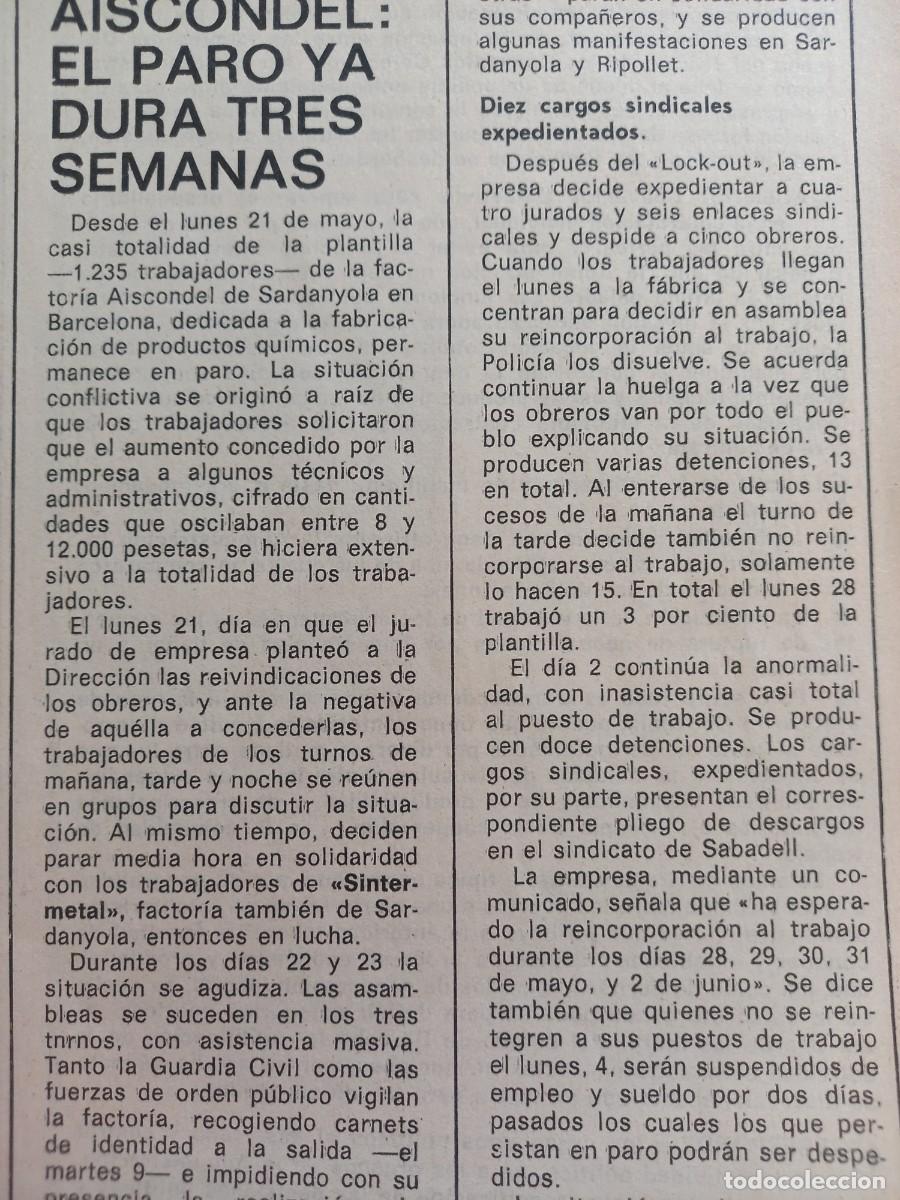 Coleccionismo de revistas y peri&oacute;dicos: AISCONDEL DE CERDANYOLA DEL VALL&Eacute;S TRES SEMANAS DE HUELGAEXTRA&Iacute;DO DE REVISTA MUNDO 1973
