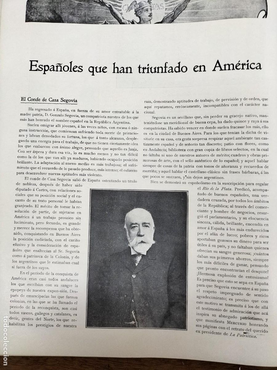 Coleccionismo de revistas y peri&oacute;dicos: ESPA&Ntilde;OLES QUE HAN TRIUNFADO EN AMERICA EL CONDE DE CAJA SEGOVIA Y RAFAEL ESCRI&Ntilde;A REVISTA A&Ntilde;O 1905