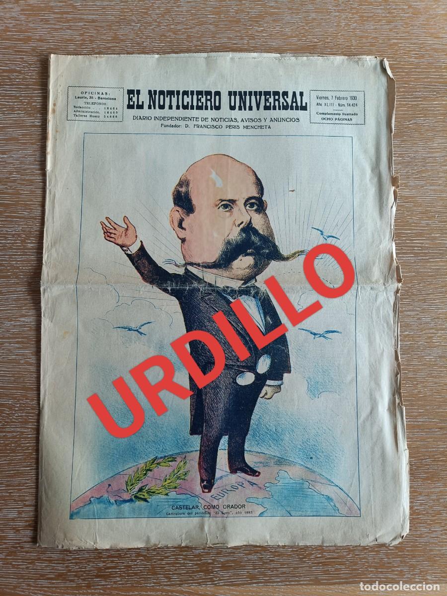 Collectionnisme de Revues et Journaux: PERI&Oacute;DICO - ORIGINAL - EL NOTICIERO UNIVERSAL - 7 FEBRERO 1930 - DIARIO
