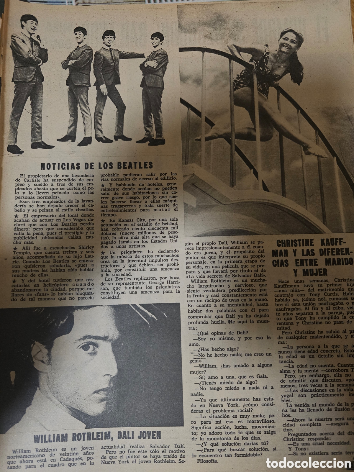 Coleccionismo de Revistas y Peri&oacute;dicos: RECORTE REVISTA SEMANA 1281 1964 THE BEATLES, CHRISTINE KAUFFMAN. WILLIAM ROTHLEIM