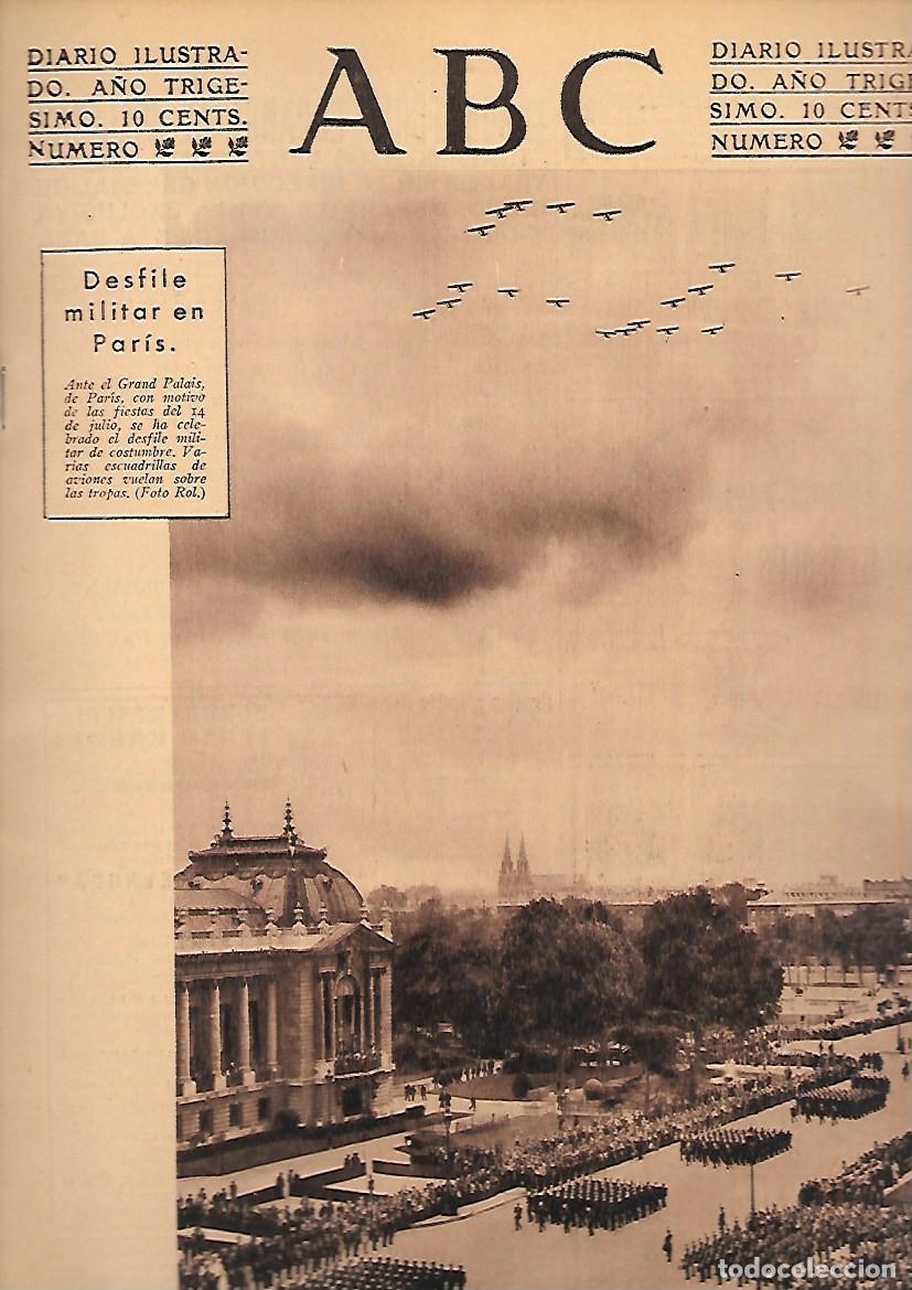 Coleccionismo de Revistas y Peri&oacute;dicos: PERIODICO ABC MADRID-SEVILLA 19 DE JULIO DE 1934 N&ordm; 9719 DESFILE MILITAR EN PARIS.A-ABC-0458
