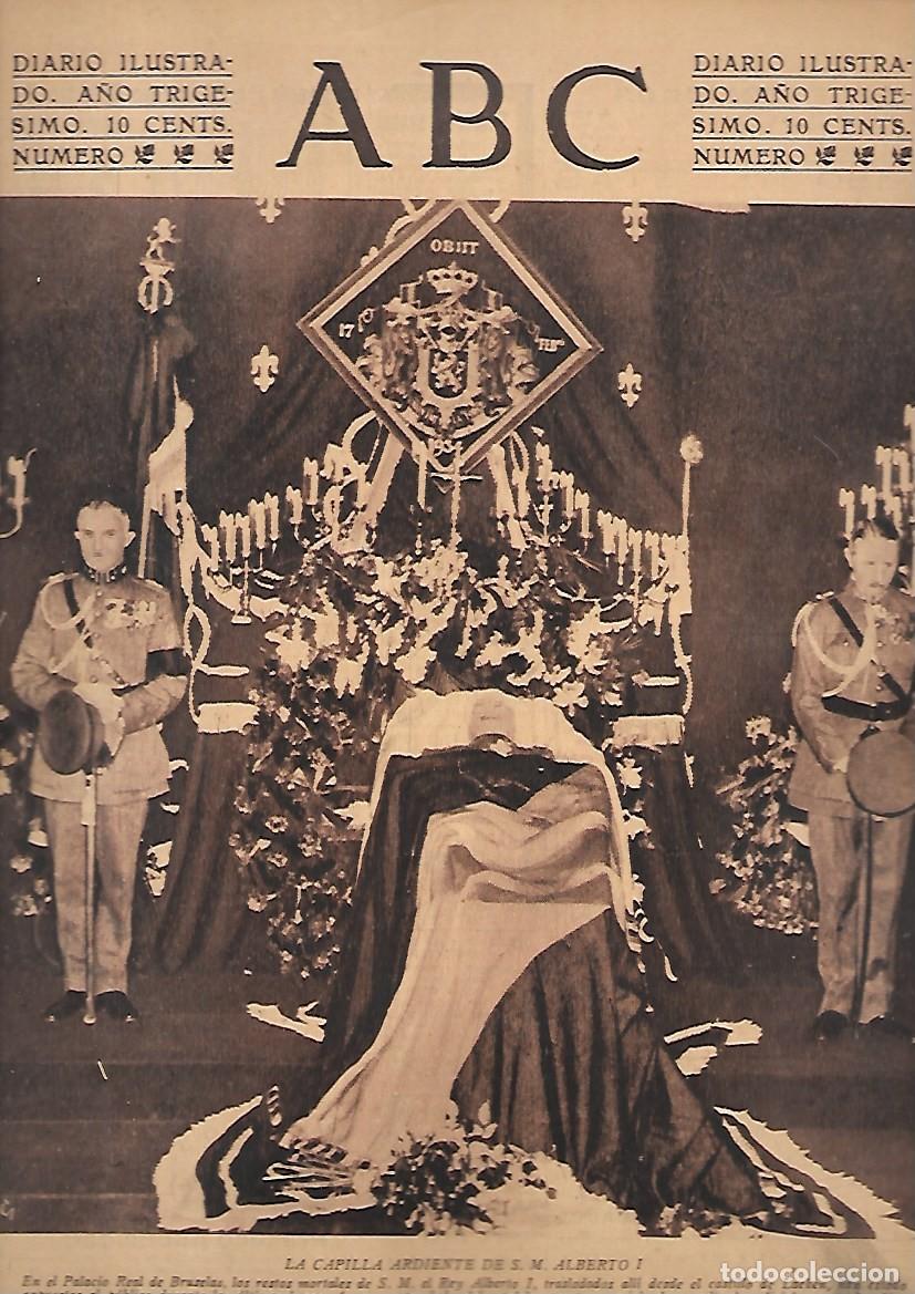 Coleccionismo de Revistas y Peri&oacute;dicos: PERIODICO ABC MADRID-SEVILLA 24 DE FEBRERO 1934 N&ordm;9605 CAPILLA ARDIENTE DE S.M.ALBERTO I.A-ABC-0484