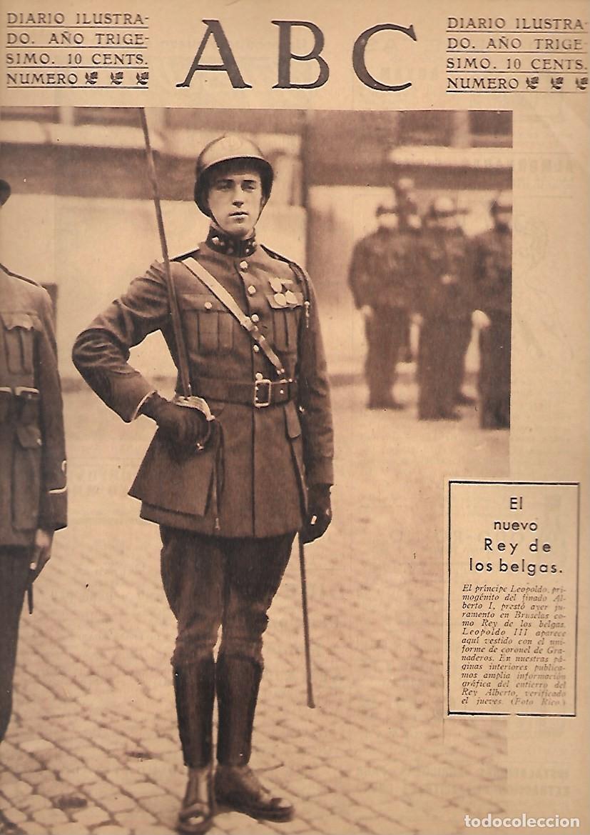 Coleccionismo de Revistas y Peri&oacute;dicos: PERIODICO ABC MADRID-SEVILLA 27 DE FEBRERO DE 1934 N&ordm;9607 EL NUEVO REY DE LOS BELGAS.A-ABC-0485