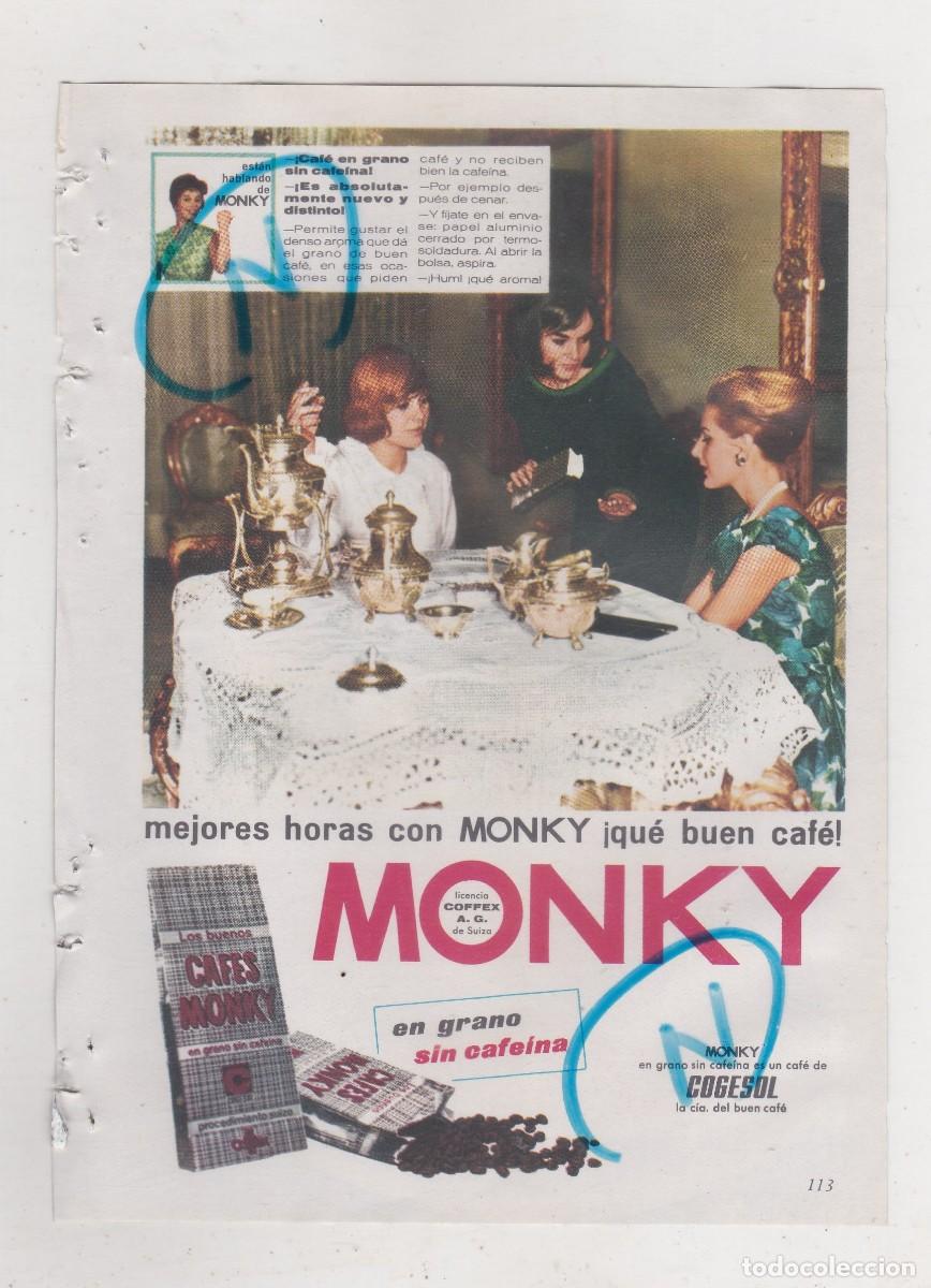 Coleccionismo de revistas y peri&oacute;dicos: PUBLICIDAD T 1963. ANUNCIO CAFES MONKY + DOLE. PI&Ntilde;A NATURAL (REVERSO)
