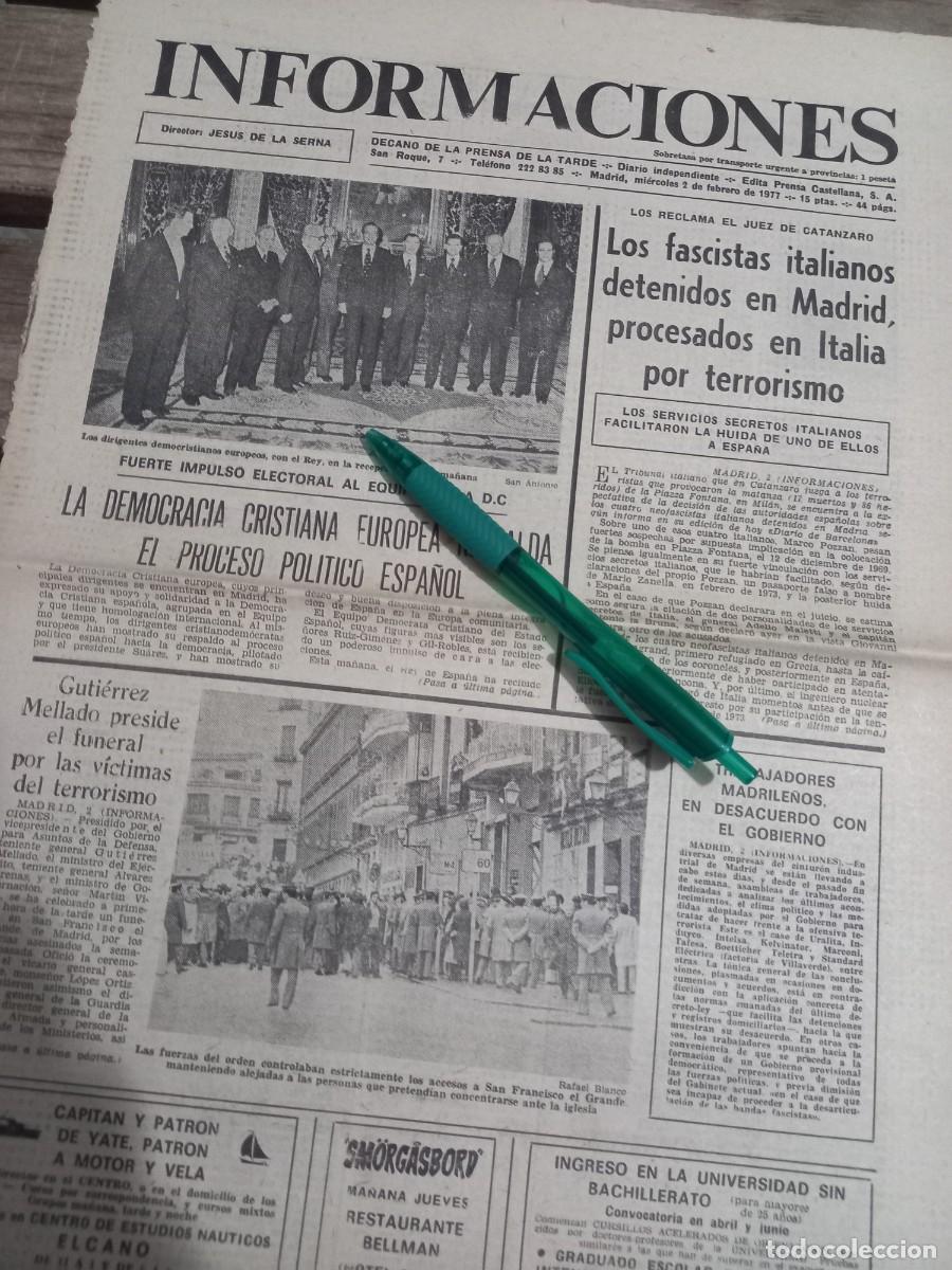 Coleccionismo de Revistas y Peri&oacute;dicos: SEMANA NEGRA. FASCISTAS ITALIANOS DETENIDOS. FUGA DE BASAURI. INFORMACIONES 2 FEBRERO 1977