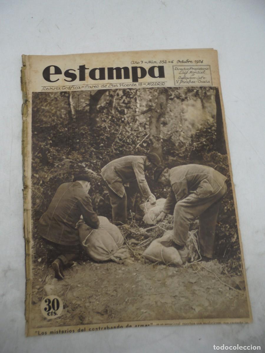 Coleccionismo de Revistas y Peri&oacute;dicos: ESTAMPA. REVISTA GRAFICA. A&Ntilde;O 7. N&ordm; 352. 6 OCT. 1934. CONTRABANDO DE ARMAS. ADRIANNE AMES Y....LEER.