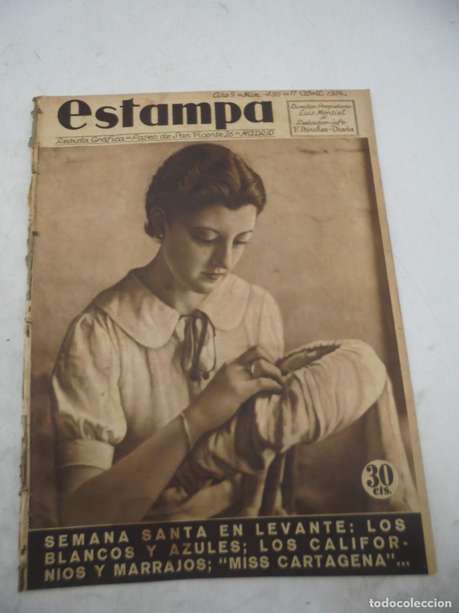 Coleccionismo de Revistas y Peri&oacute;dicos: ESTAMPA. REVISTA GRAFICA. A&Ntilde;O 9. N&ordm; 430. 11 ABR. 1936. SEMANA SANTA EN LEVANTE. UN OSO ATAC....LEER.