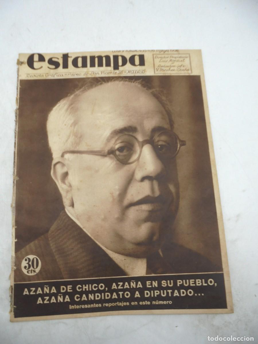 Collezionismo di Riviste e Giornali: ESTAMPA. REVISTA GRAFICA. A&Ntilde;O 9. N&ordm; 435. 16 MAYO. 1936. AZA&Ntilde;A CANDIDATO A DIPUTADO..LEER.
