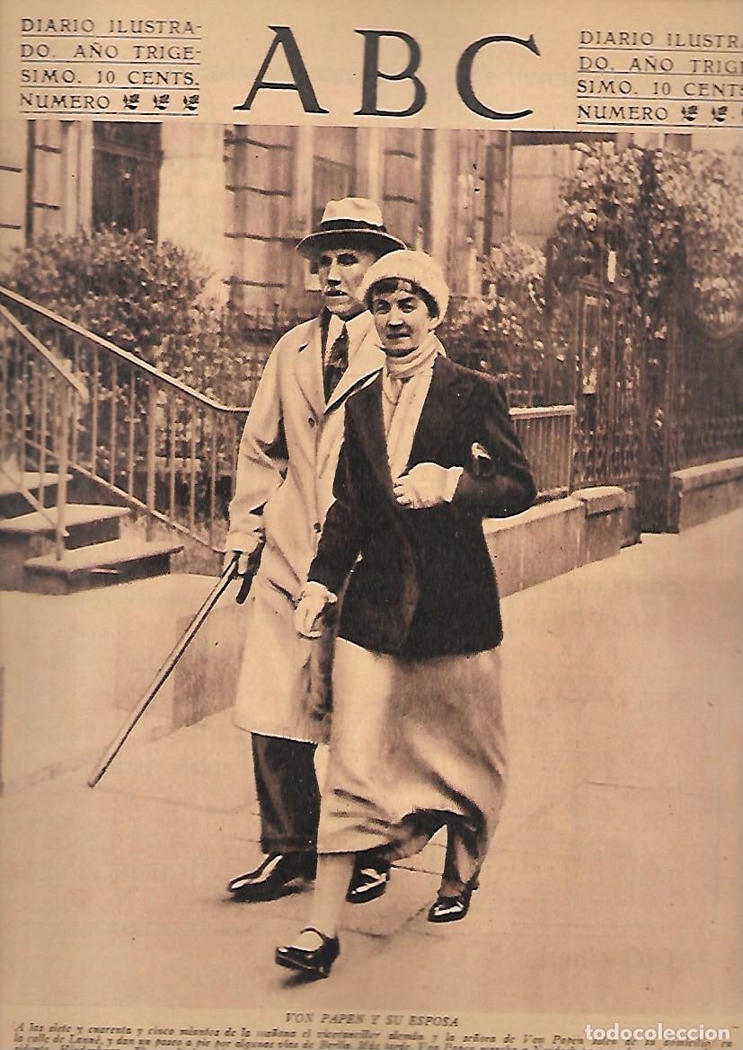 Coleccionismo de Revistas y Peri&oacute;dicos: PERIODICO ABC MADRID-SEVILLA 12 DE JULIO DE 1934 N&ordm;9713 VON PAPEN Y SU ESPOSA.A-ABC-0490