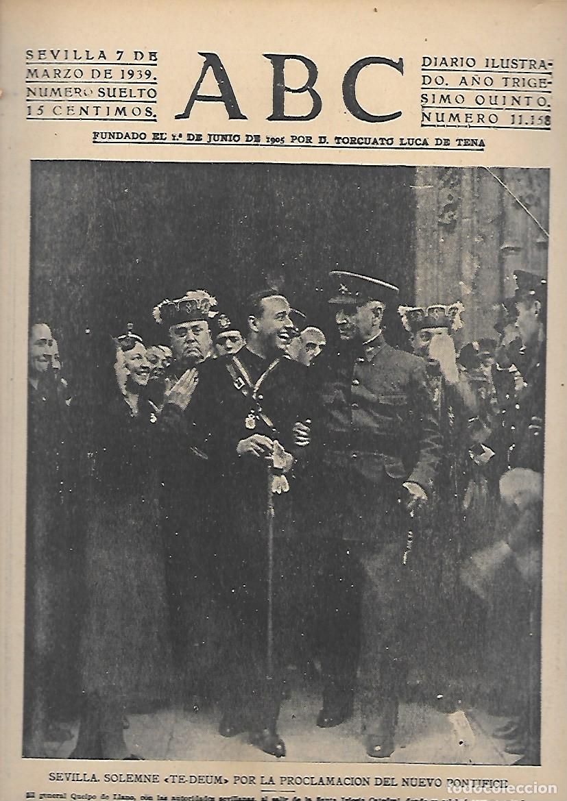 Coleccionismo de Revistas y Peri&oacute;dicos: PERIODICO ABC SEVILLA 7 DE MARZO DE 1939 N&ordm;11158 PROCLAMACION NUEVO PONTIFICE.A-ABC-0508 ,2