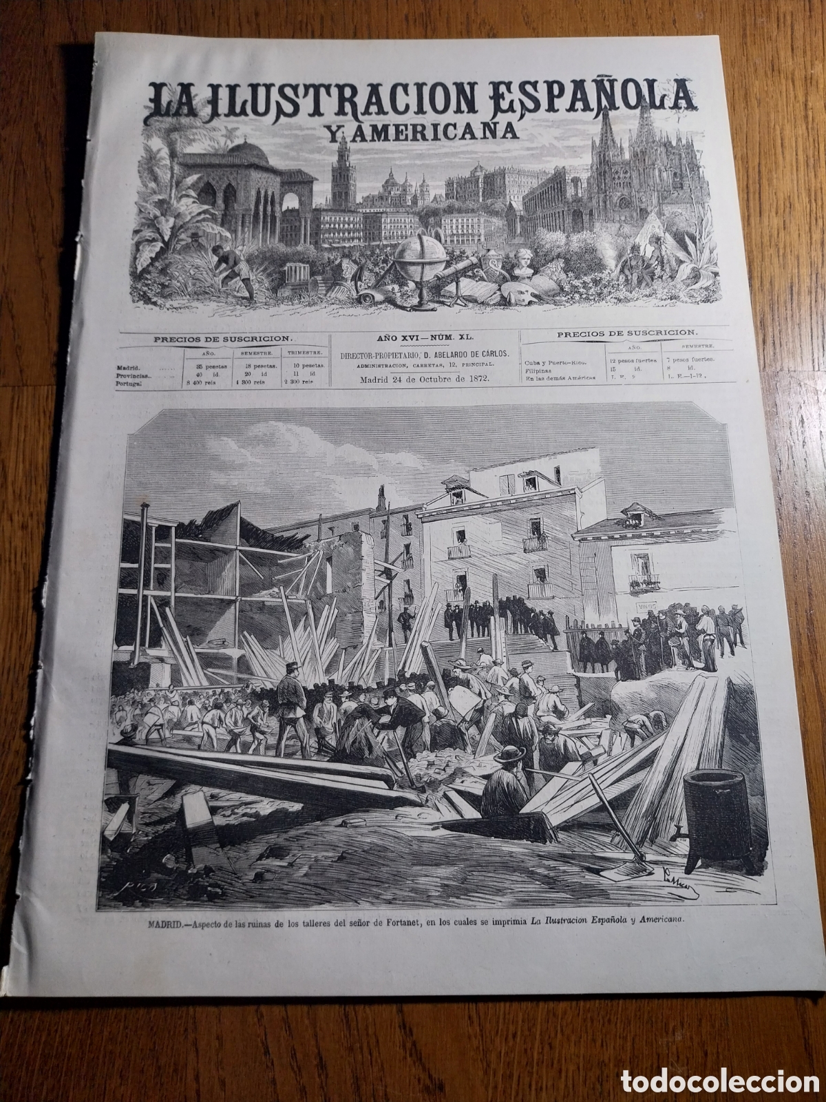 Collection Magazines and Newspapers: REVISTA 1872 VISTA GENERAL DEL FERROL.PESCADORES EN PUERTO DE SANTA MARIA.PEREGRINACIONES A LOURDES