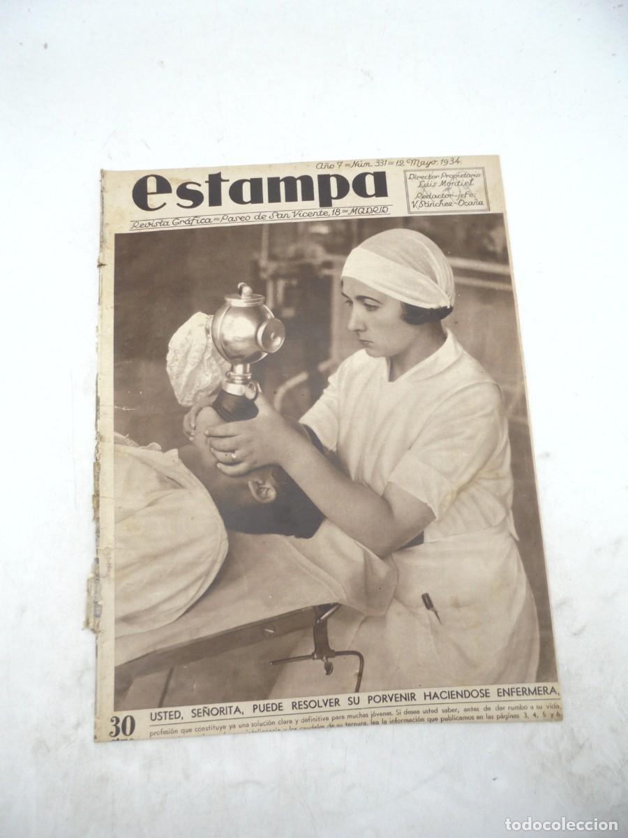 Coleccionismo de Revistas y Peri&oacute;dicos: ESTAMPA. REVISTA GRAFICA. A&Ntilde;O 7. N&ordm; 331. 12 MAY. 1934. RESOLVER SU PORVENIR HACIENDOSE ENFERM..LEER.