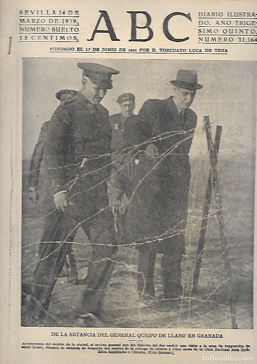 Coleccionismo de Revistas y Peri&oacute;dicos: PERIODICO ABC SEVILLA 14 DE MARZO DE 1939 N&ordm;11164 QUEIPO DE LLANO EN GRANADA. A-ABC-0515 ,2
