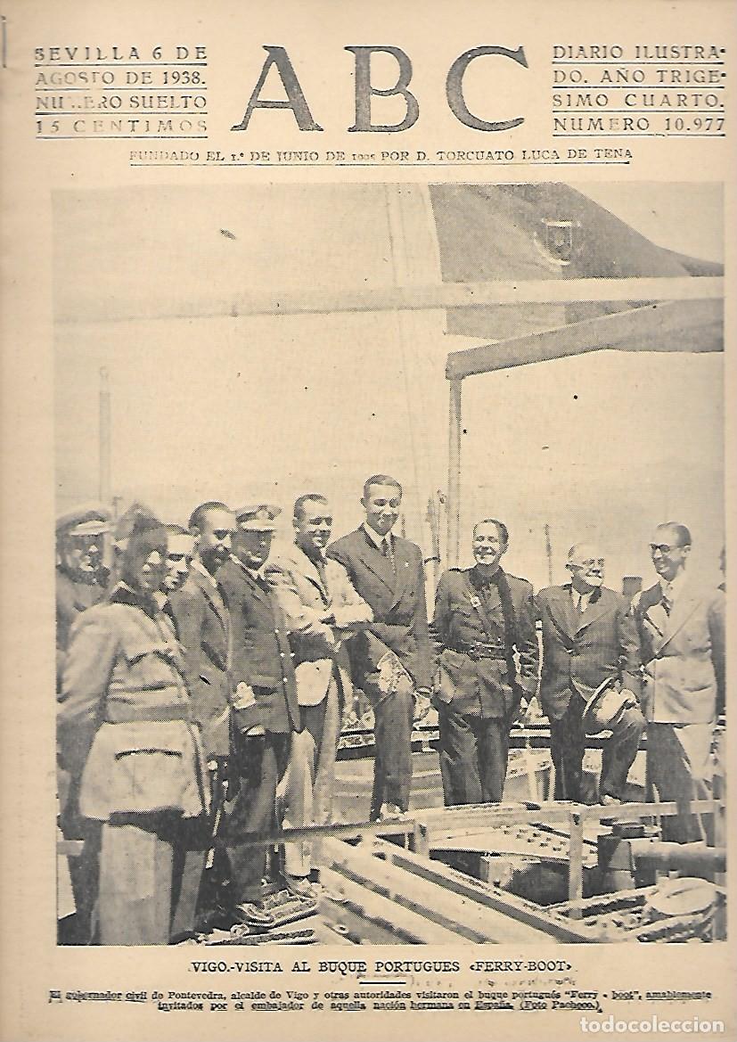 Coleccionismo de Revistas y Peri&oacute;dicos: PERIODICO ABC SEVILLA 6 DE AGOSTO DE 1938 N&ordm;10977 BUQUE PORTUENSE FERRY-BOOT. A-ABC-0526 ,3