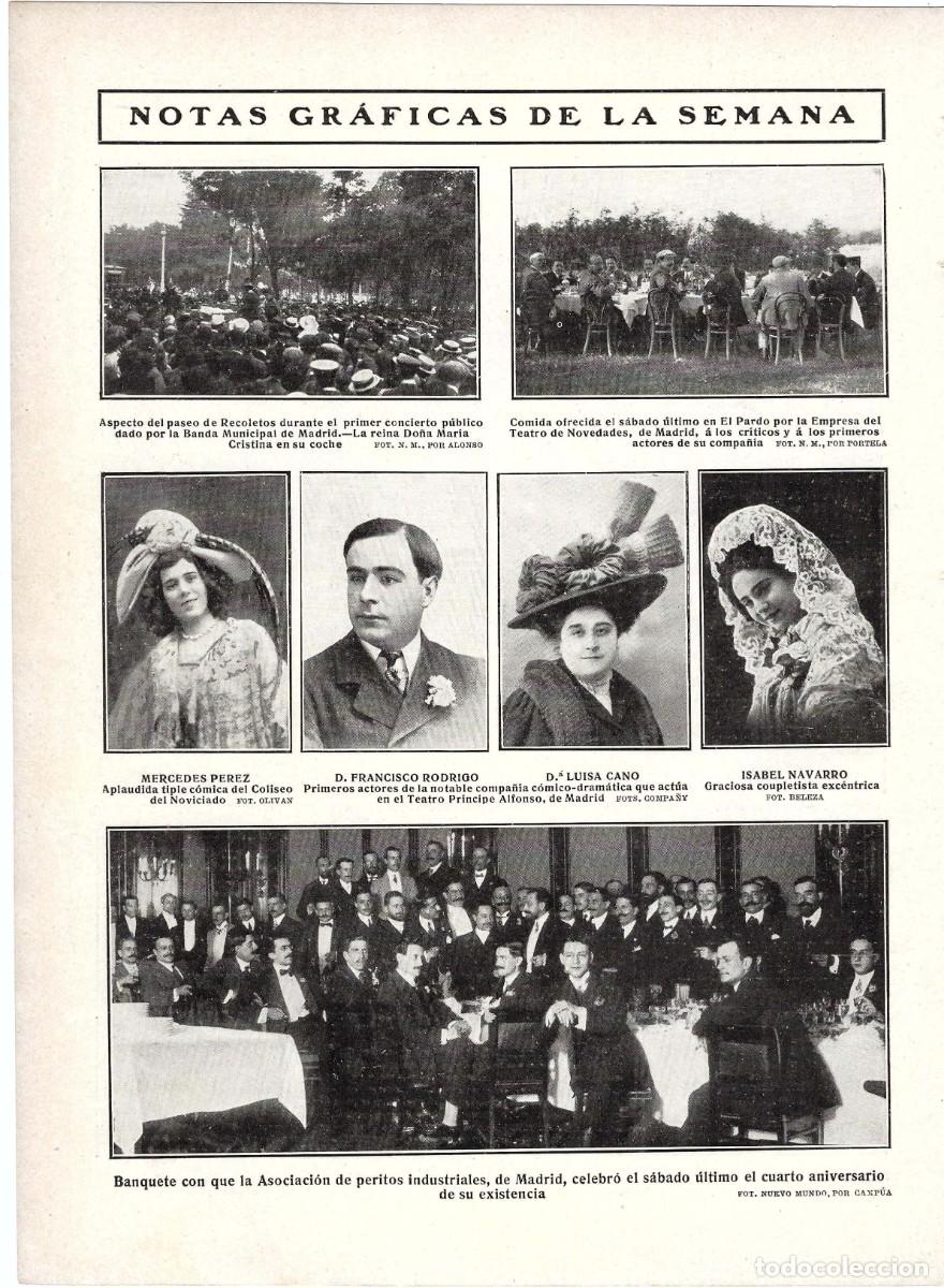 Coleccionismo de revistas y peri&oacute;dicos: 1909 HOJA REVISTA ARTISTAS MERCEDES P&Eacute;REZ, FRANCISCO RODRIGO, LUISA CANO E ISABEL NAVARRO