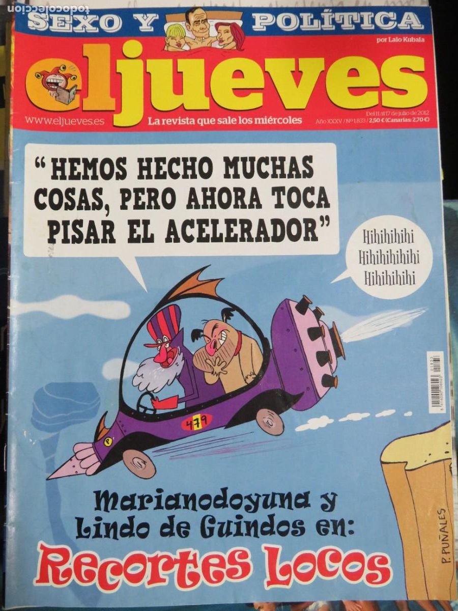 Coleccionismo de revistas y peri&oacute;dicos: EL JUEVES LA REVISTA QUE SALE LOS MIERCOLES N&ordm;1833