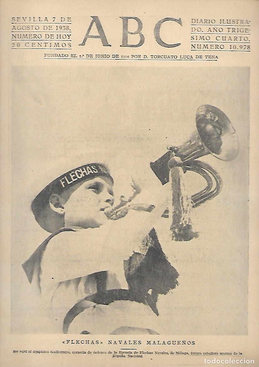 Coleccionismo de Revistas y Peri&oacute;dicos: PERIODICO ABC SEVILLA 7 DE AGOSTO DE 1938 N&ordm;10978 FLECHAS NAVALES MALAGUE&Ntilde;OS.A-ABC-0527