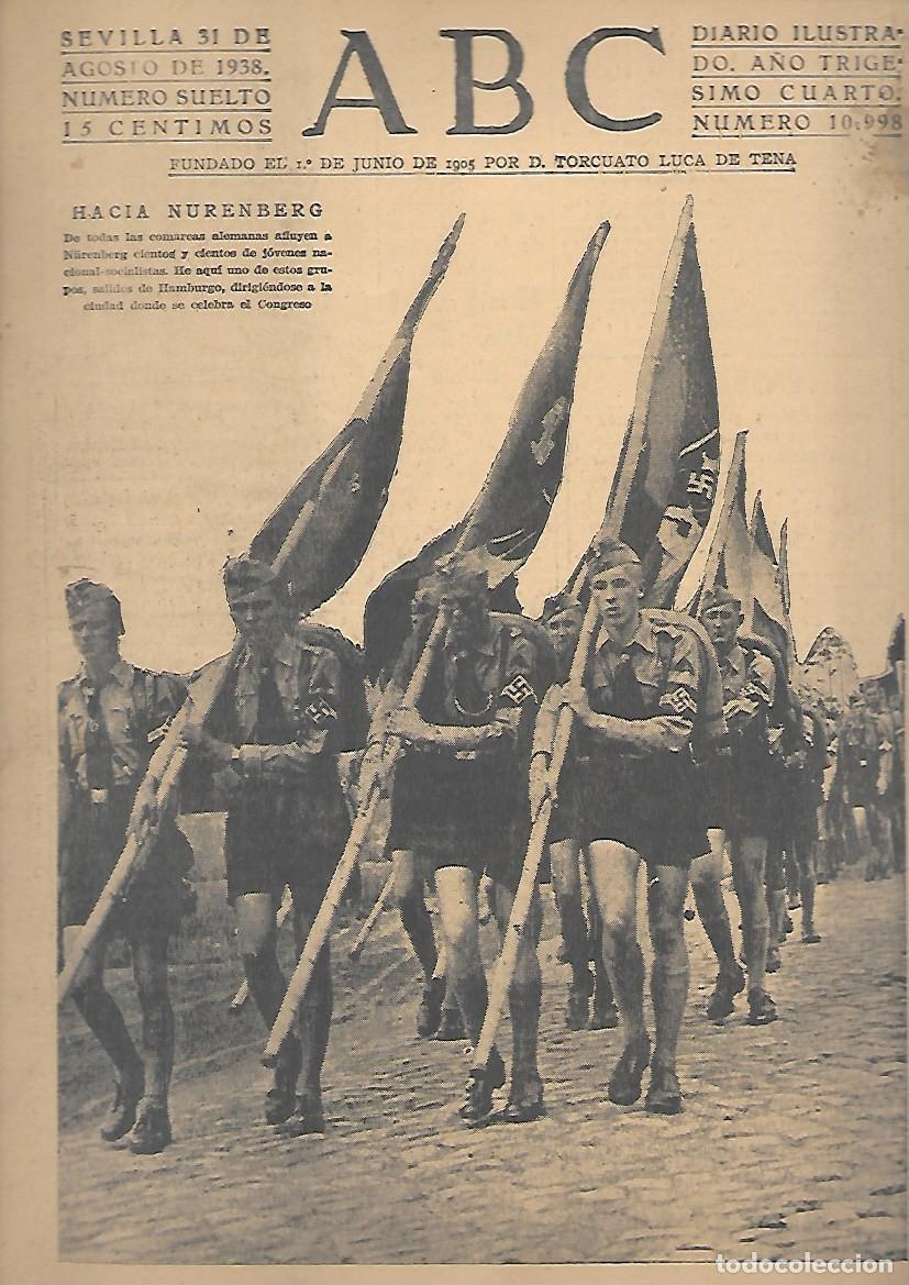 Coleccionismo de Revistas y Peri&oacute;dicos: PERIODICO ABC SEVILLA 31 DE AGOSTO DE 1938 N&ordm;10998. A-ABC-0529 ,2