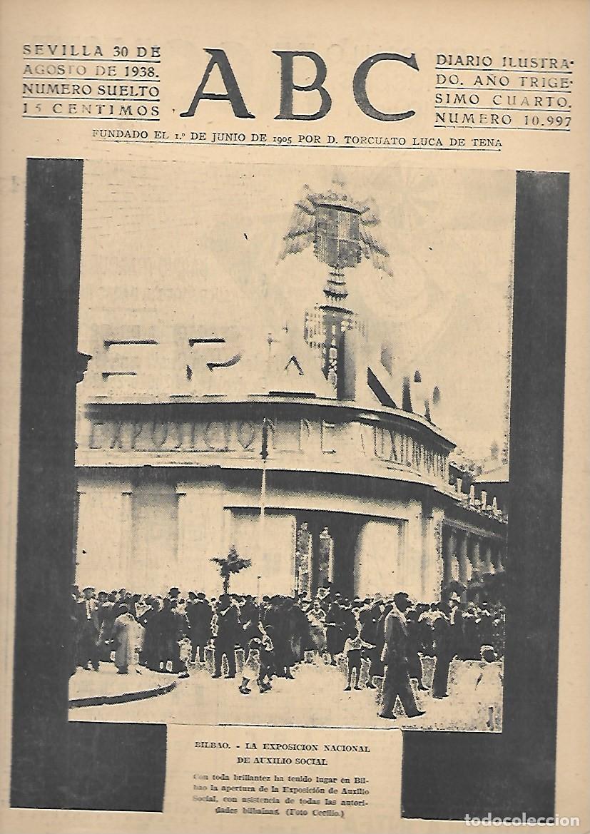 Coleccionismo de Revistas y Peri&oacute;dicos: PERIODICO ABC SEVILLA 30 DE AGOSTO DE 1938 N&ordm;10997. A-ABC-0530 ,2