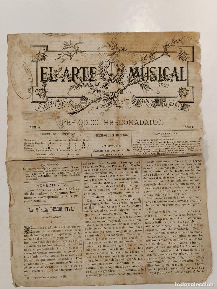 Collection Magazines and Newspapers: EL ARTE MUSICAL - NUMERO 4 A&Ntilde;O 1880 - PERIODICO HEBDOMADARIO -VER FOTOS-(V-26.788)