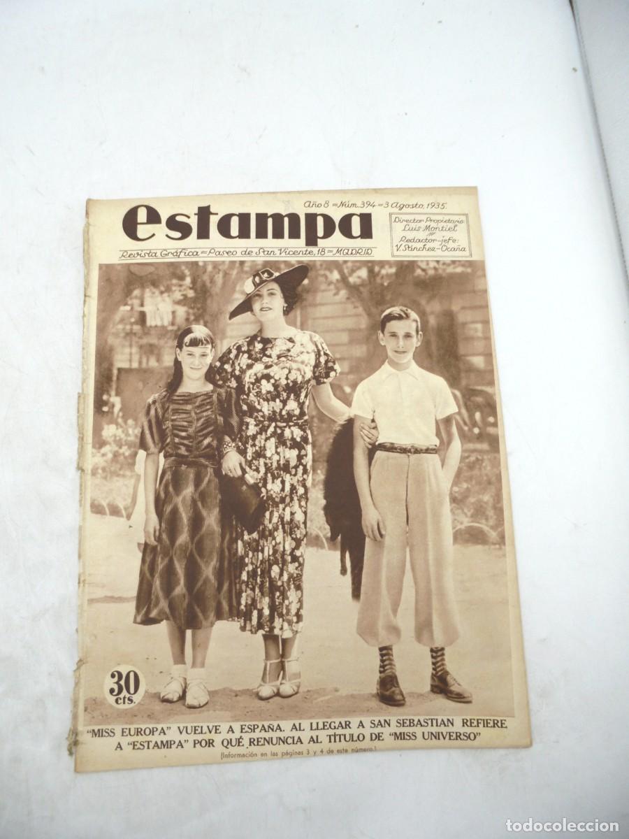 Coleccionismo de Revistas y Peri&oacute;dicos: ESTAMPA. REVISTA GRAFICA. A&Ntilde;O 8. N&ordm; 394. 3 AGOS. 1935. PASION Y MUERTE DE ZUMALACARREGUI. MIS..LEER.