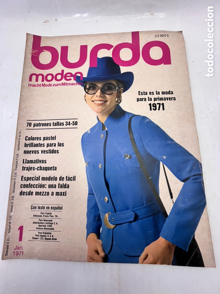 Coleccionismo de revistas y peri&oacute;dicos: Revista alemana BURDA MODEN n&ordm; 1 de enero de 1971 - sin anexo ni patrones