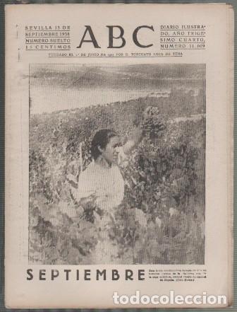 Coleccionismo de Revistas y Peri&oacute;dicos: PERIODICO ABC DE SEVILLA 13 DE SEPTIEMBRE DE 1938 N&ordm; 11009 - A-ABC-0547