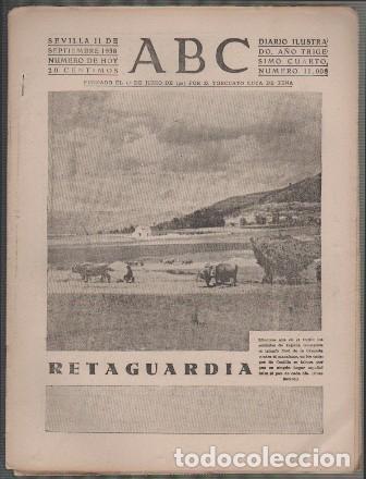Coleccionismo de Revistas y Peri&oacute;dicos: PERIODICO ABC DE SEVILLA 11 DE SEPTIEMBRE DE 1938 N&ordm; 11008 - A-ABC-0549