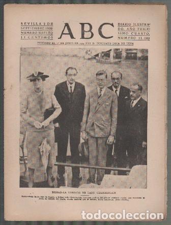 Coleccionismo de Revistas y Peri&oacute;dicos: PERIODICO ABC DE SEVILLA 2 DE SEPTIEMBRE DE 1938 N&ordm; 11000 - A-ABC-0554