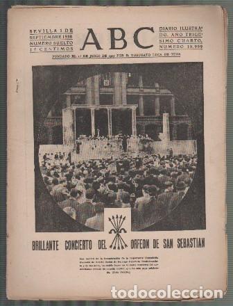 Coleccionismo de Revistas y Peri&oacute;dicos: PERIODICO ABC DE SEVILLA 1 DE SEPTIEMBRE DE 1938 N&ordm; 10999 - A-ABC-0555