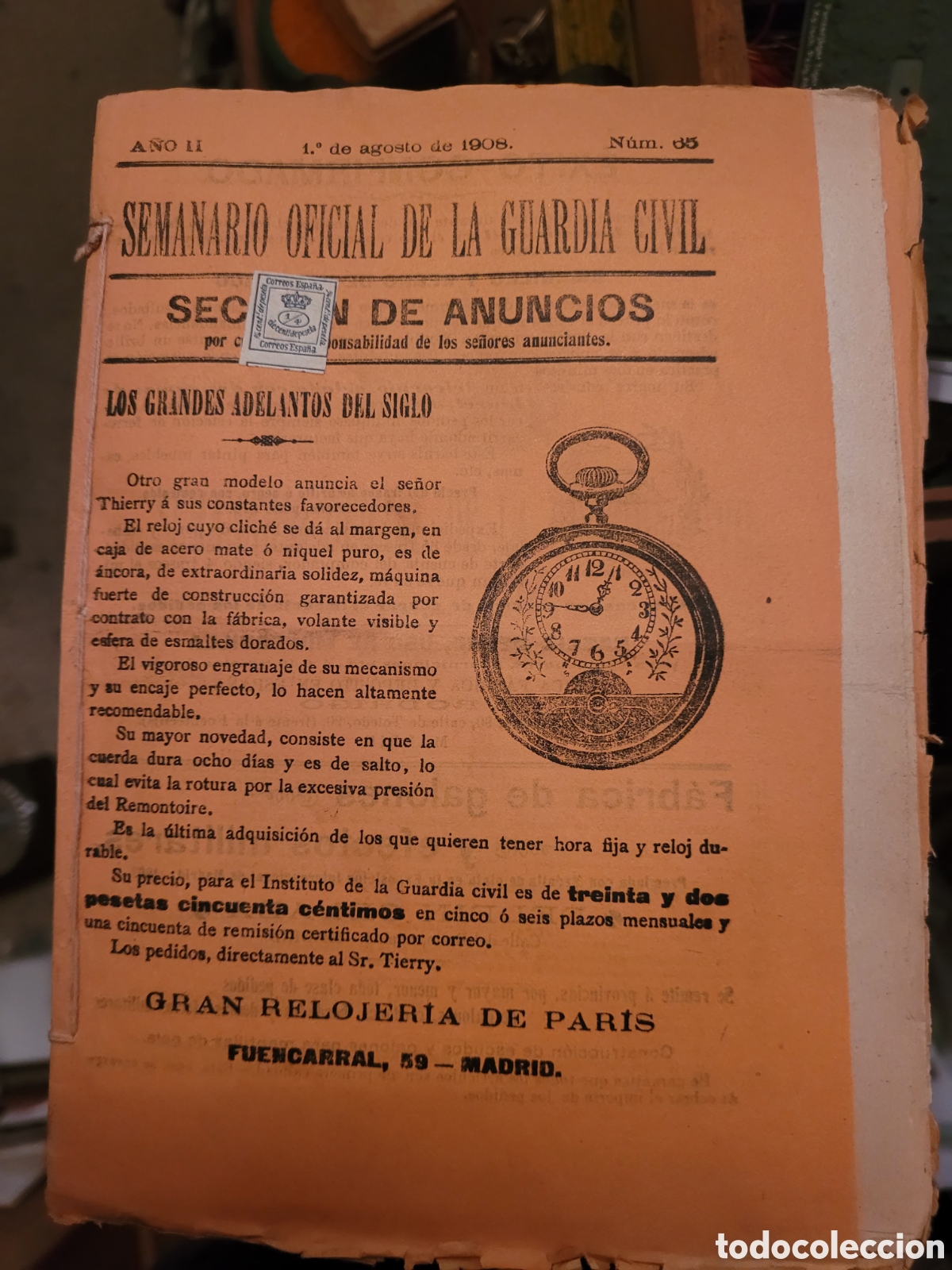 Coleccionismo de Revistas y Peri&oacute;dicos: BOLET&Iacute;N OFICIAL GUARDIA CIVIL 1907