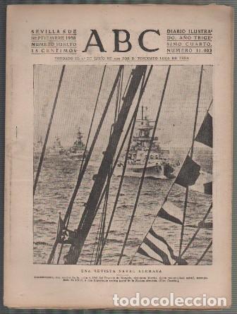 Coleccionismo de Revistas y Peri&oacute;dicos: PERIODICO ABC DE SEVILLA 6 DE SEPTIEMBRE DE 1938 N&ordm; 11003 - A-ABC-0560