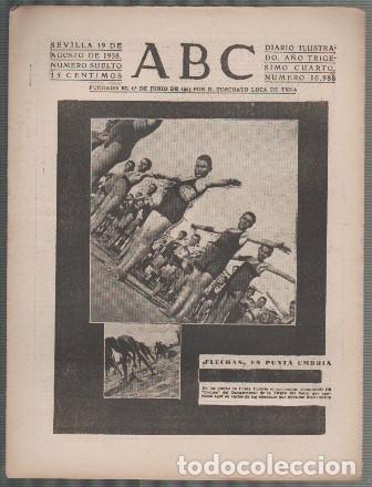 Coleccionismo de Revistas y Peri&oacute;dicos: PERIODICO ABC DE SEVILLA 19 DE AGOSTO DE 1938 N&ordm; 10988 - A-ABC-0561