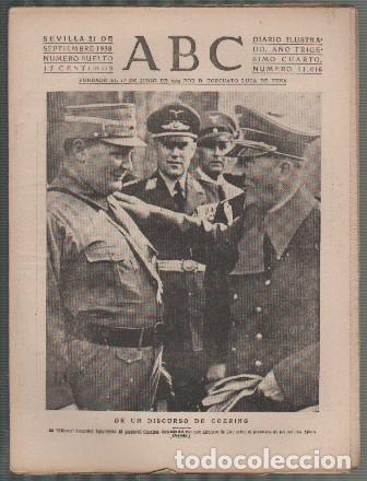 Coleccionismo de Revistas y Peri&oacute;dicos: PERIODICO ABC DE SEVILLA 21 DE SEPTIEMBRE DE 1938 N&ordm; 11016 - A-ABC-0562 ,2