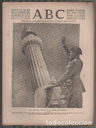 Coleccionismo de Revistas y Peri&oacute;dicos: PERIODICO ABC DE SEVILLA 18 DE SEPTIEMBRE DE 1938 N&ordm; 11014 - A-ABC-0568 ,2