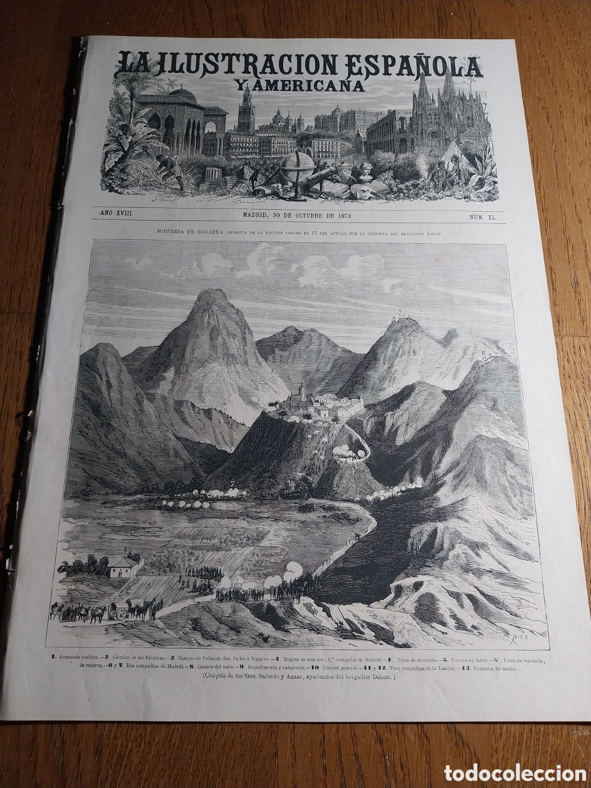 Collection Magazines and Newspapers: REVISTA 1874 SORPRESA DE BOGARRA.VISTA DE PE&Ntilde;ACERRADA.MURCIA EXTERIOR CATEDRAL.CAGAYAN IGLESIA LALLO