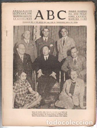 Coleccionismo de Revistas y Peri&oacute;dicos: PERIODICO ABC DE SEVILLA 15 DE OCTUBRE DE 1938 N&ordm; 11037 - A-ABC-0580