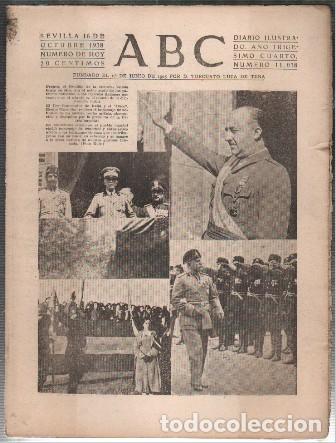 Coleccionismo de Revistas y Peri&oacute;dicos: PERIODICO ABC DE SEVILLA 16 DE OCTUBRE DE 1938 N&ordm; 11038 - A-ABC-0581
