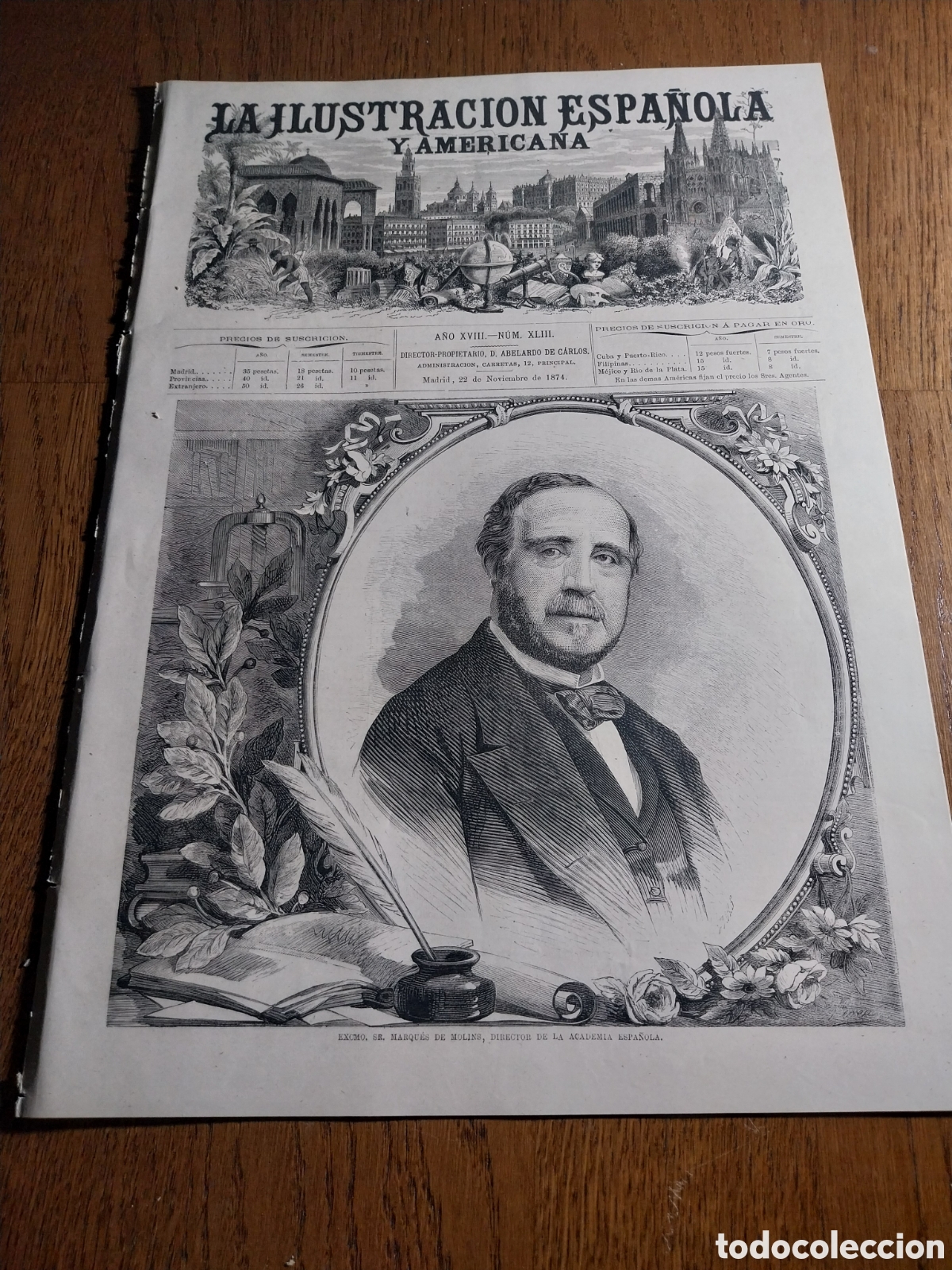 Coleccionismo de Revistas y Peri&oacute;dicos: REVISTA 1874 VISTAS DE RENTERIA E IRUN.ALBACETE COLUMNA DABAU.DESMONTE EN ARUMPA D LA PE&Ntilde;A SANTANDER
