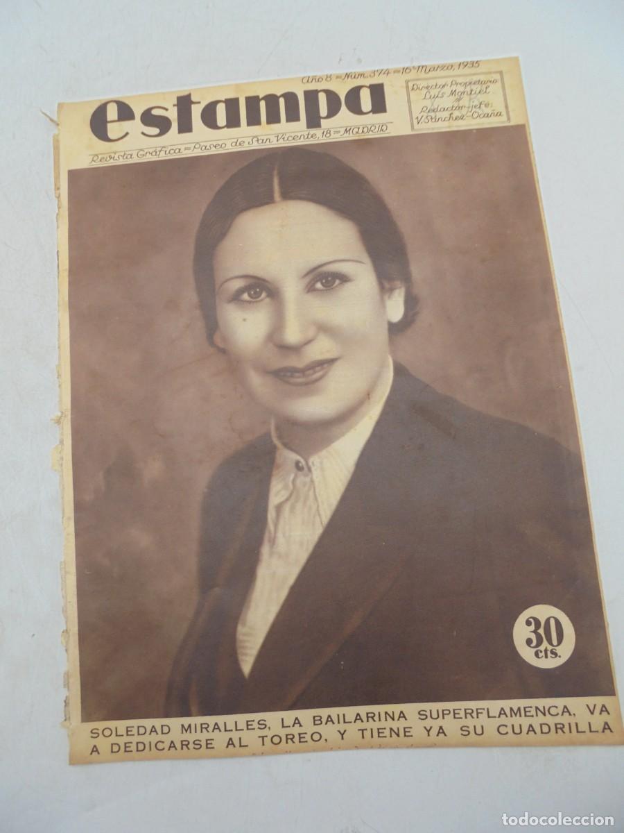 Coleccionismo de Revistas y Peri&oacute;dicos: ESTAMPA. REVISTA GRAFICA. A&Ntilde;O 8. N&ordm; 374. 16 MARZO. 1935. SOLEDAD MIRALLES SE VA A DEDICAR AL ...LEER