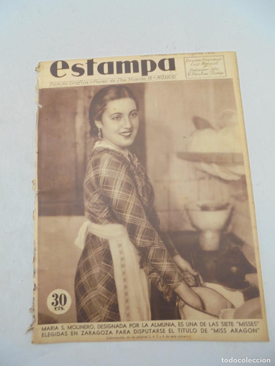 Coleccionismo de Revistas y Peri&oacute;dicos: ESTAMPA. REVISTA GRAFICA. A&Ntilde;O 8. N&ordm; 376. 30 MARZO. 1935. MISSES DE ARAGON. EL JOTERO QUE FUE ...LEER