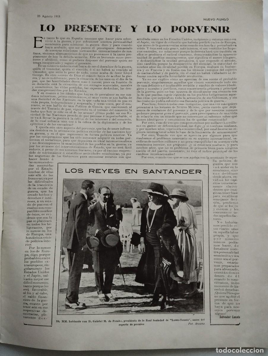 Collezionismo di Riviste e Giornali: NUEVO MUNDO 23 AGOSTO 1918 HOJA LOS REYES EN SANTANDER