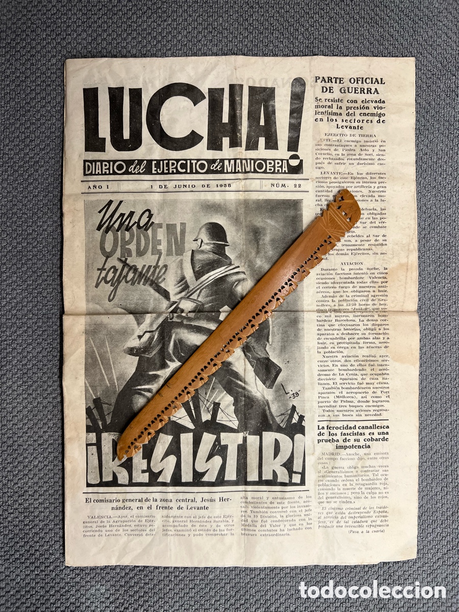 Coleccionismo de Revistas y Peri&oacute;dicos: REP&Uacute;BLICA ESPA&Ntilde;A.. LUCHA ! Diario del Ej&eacute;rcito de Maniobra. A&ntilde;o I, No.22, 1 de Junio de 1938